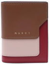 Logo Saffiano Leather Bifold Half Wallet Brown - MARNI - BALAAN 3