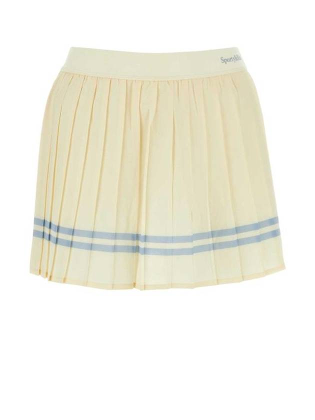 Serif Logo Stripe Detail Pleated Skirt Beige - SPORTY & RICH - BALAAN 1