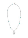 GG Marmont Double Pendant Necklace YBB527399001 Silver Blue - GUCCI - BALAAN 2