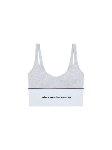 Ribbed logo banding bra top melange gray - ALEXANDER WANG - BALAAN 1