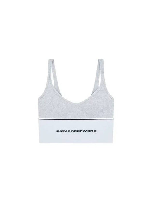 Ribbed logo banding bra top melange gray - ALEXANDER WANG - BALAAN 1