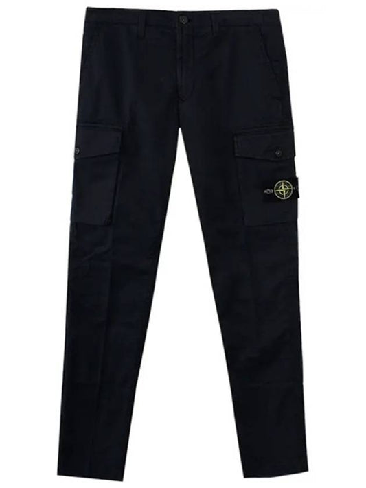 Men's Stretch Cotton Cargo Straight Pants Navy - STONE ISLAND - BALAAN 2