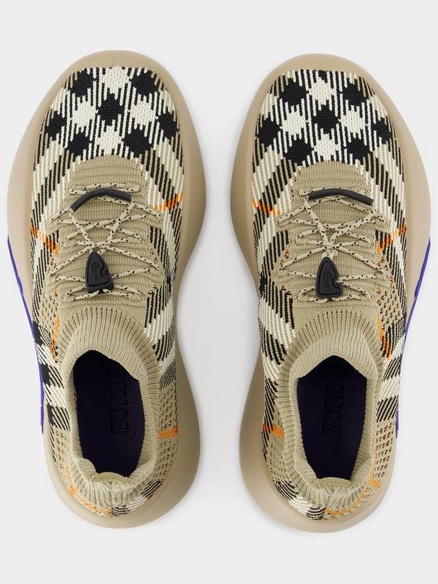 Neptune Check Knit Low Top Sneakers Sand - BURBERRY - BALAAN 5