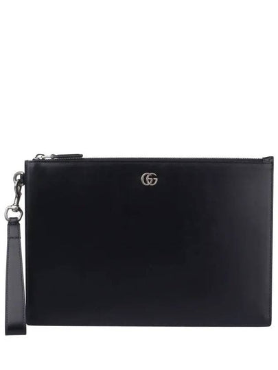 GG Marmont Leather Strap Clutch Bag Black - GUCCI - BALAAN 2