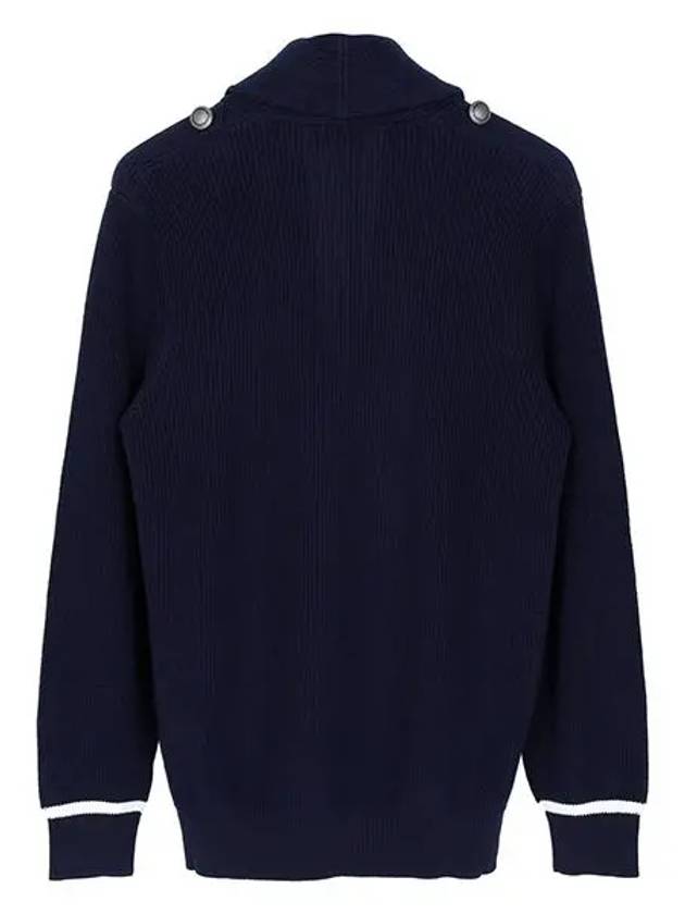 Ribbed Shawl Lapel Double Cardigan Navy - BRUNELLO CUCINELLI - BALAAN.