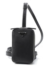 Saffiano triangle logo belt bag black - PRADA - BALAAN 2