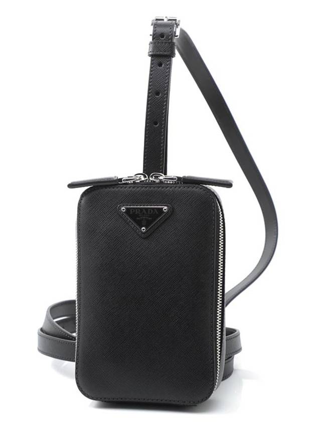 Saffiano triangle logo belt bag black - PRADA - BALAAN 2