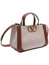 V Logo Signature Tote Bag Brown Ivory - VALENTINO - BALAAN 4