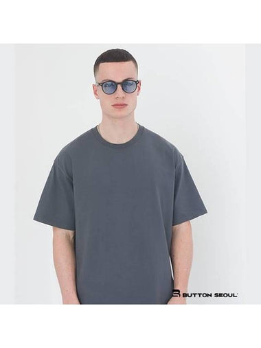 Heavy Cotton Basic Short Sleeve T-Shirt Grey - BUTTON SEOUL - BALAAN 1