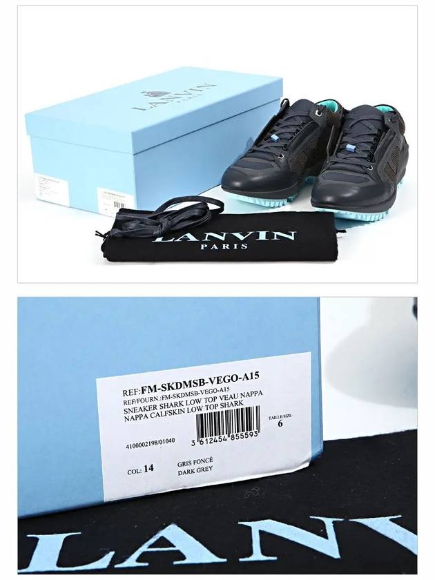 Mesh Shark Sole Low Top Sneakers Black - LANVIN - BALAAN 7