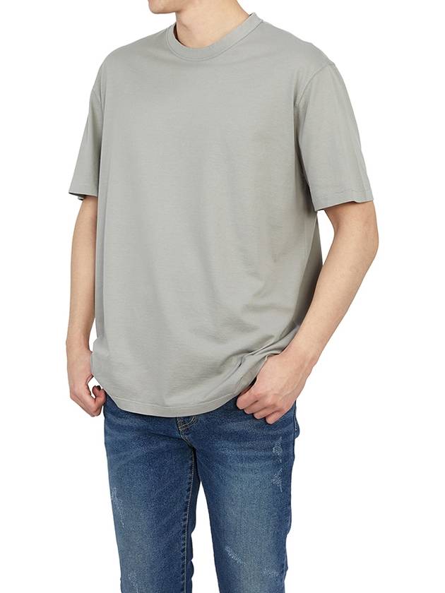 Men's Bag Logo Label Cotton Short Sleeve T-Shirt Gray - TEN C - BALAAN 6