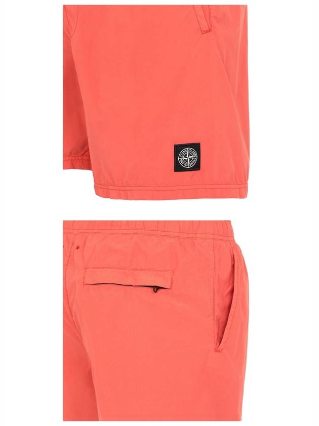 Logo Patch Brushed Nylon Swim Shorts Orange - STONE ISLAND - BALAAN 6