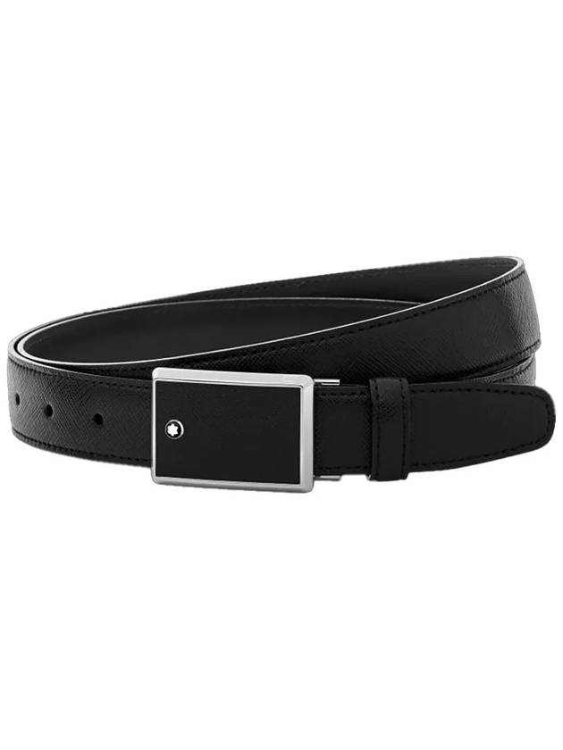 Plate Buckle Saffiano Leather Belt Black - MONTBLANC - BALAAN 4