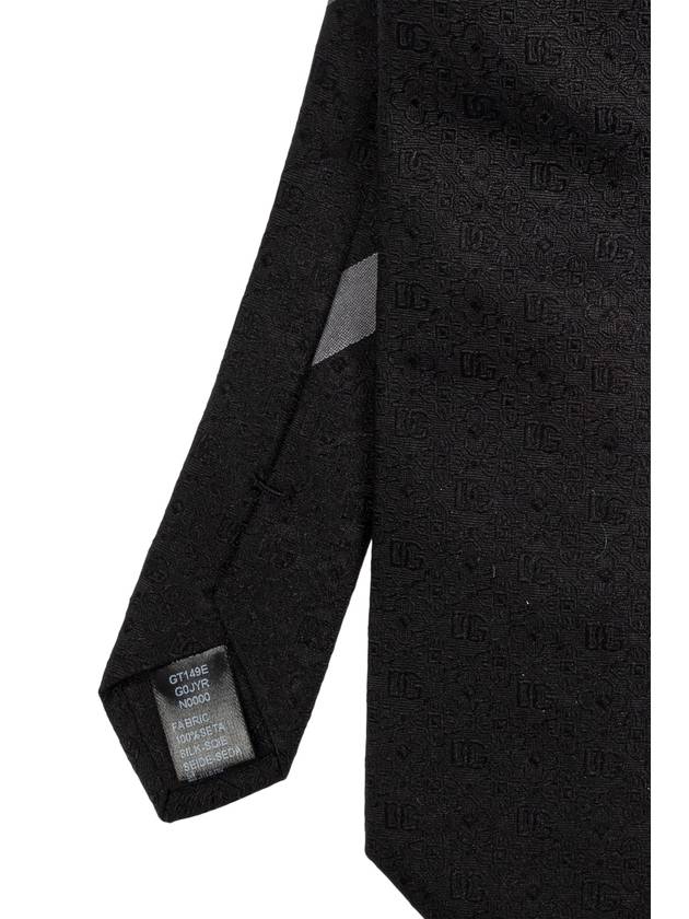 Dolce & Gabbana Silk Tie With Monogram, Men's, Black - DOLCE&GABBANA - BALAAN 4