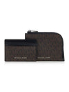 Hudson Logo 2-in-1 Canvas Card Wallet Black Brown - MICHAEL KORS - BALAAN 2