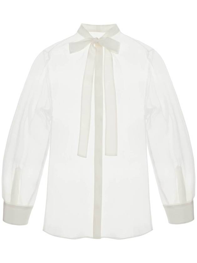 optical white silk shirt with mandarin collar - DOLCE&GABBANA - BALAAN 1