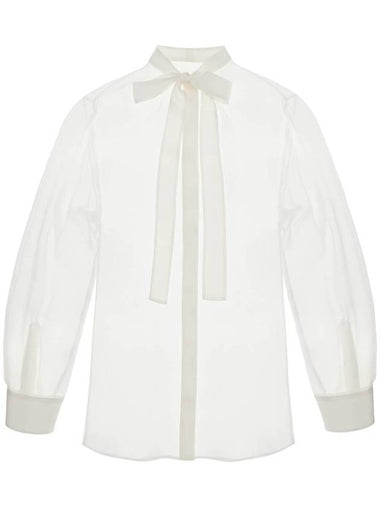 optical white silk shirt with mandarin collar - DOLCE&GABBANA - BALAAN 1