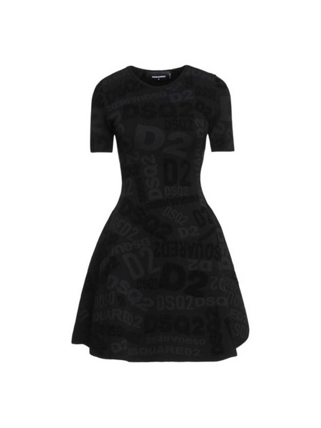 Women's Logo Knit Short Dress Black - DSQUARED2 - BALAAN 1