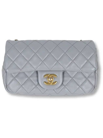 Gray Lambskin Gold Ball Chain Mini Flap Bag AS1787 - CHANEL - BALAAN 1