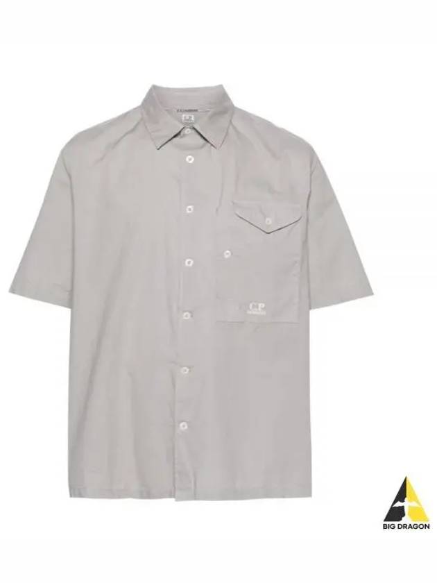 Cotton Popeline Short Sleeve Shirt Grey - CP COMPANY - BALAAN 2