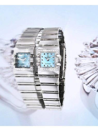 Constellation Blue Mother of Pearl Ladies Top Luxury Diamond Mini Steel Watch - OMEGA - BALAAN 1