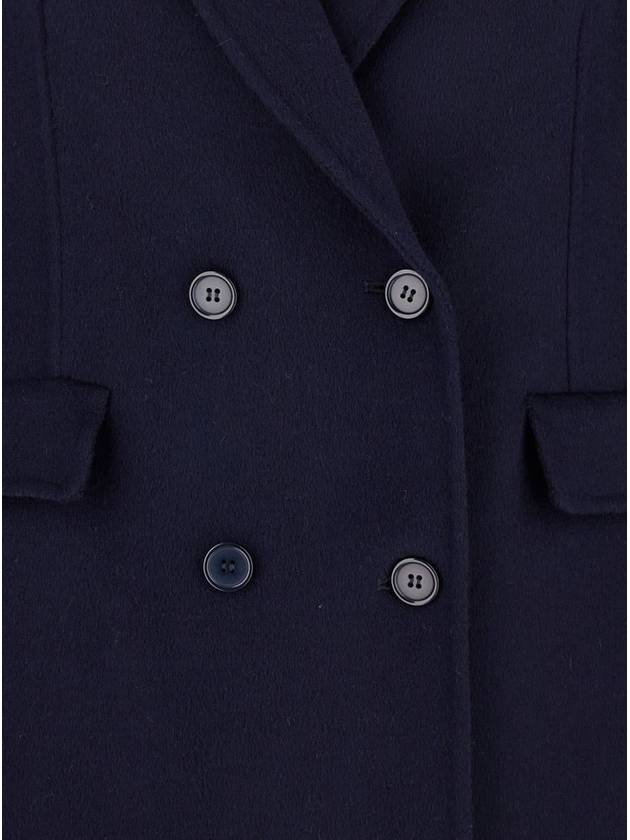 Long Blue Double-Breasted Coat With Ribbed Revers In Wool Woman - P.A.R.O.S.H. - BALAAN 3