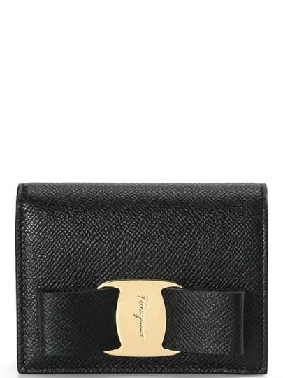 Vara Bow Gloss Flap Half Wallet Black - SALVATORE FERRAGAMO - BALAAN 2