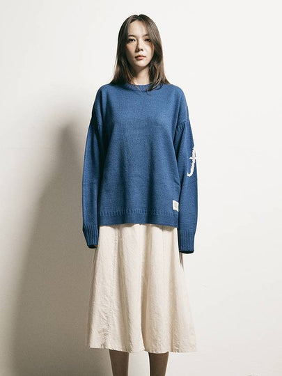 F Logo Round Wool Pullover Cobalt Blue - FFEFF STUDIO - BALAAN 2