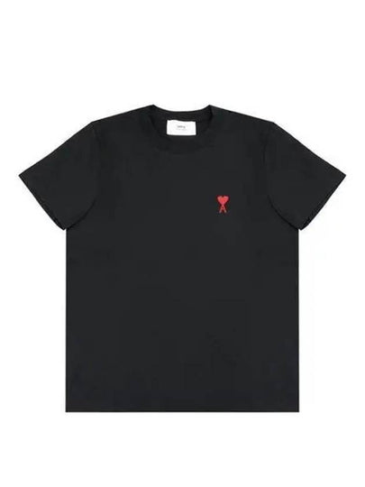 Small Heart Logo Short Sleeve T-Shirt Black - AMI - BALAAN 2