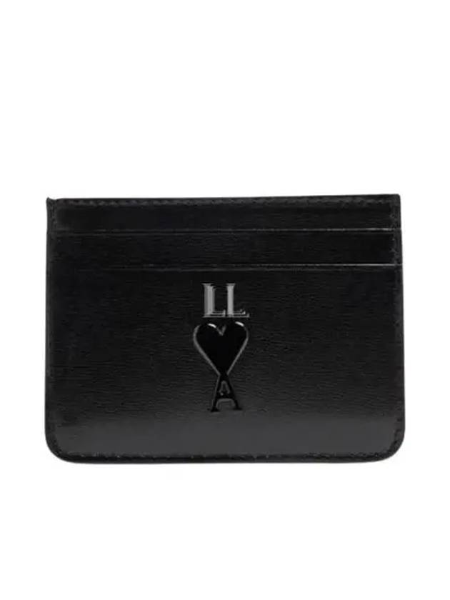 Heart Logo Leather Card Wallet Black - AMI - BALAAN 2