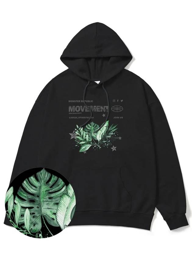 Monstera Green Overfit Hoodie Black - MONSTER REPUBLIC - BALAAN 4