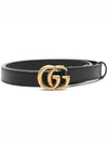 GG Marmont Double Buckle Thin Belt Black - GUCCI - BALAAN 2