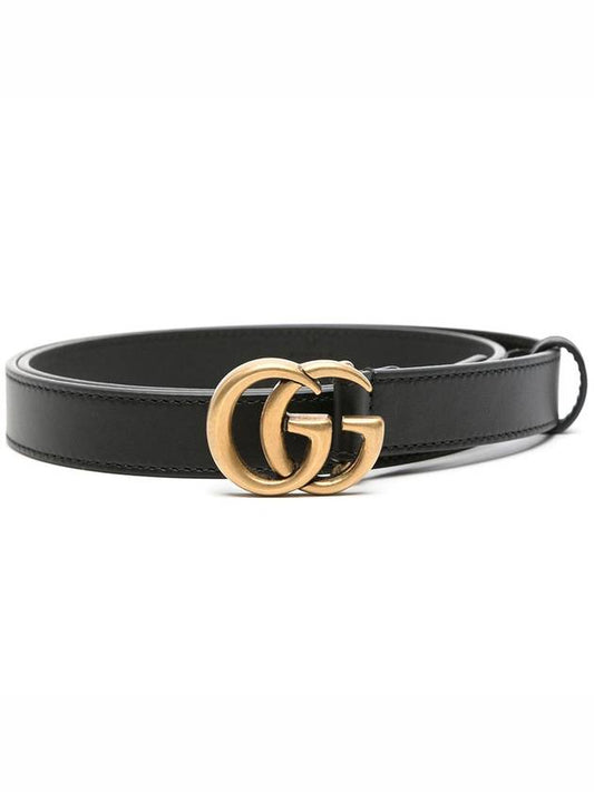 GG Marmont Double Buckle Thin Belt Black - GUCCI - BALAAN 2