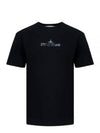 Logo Print Short Sleeve T-Shirt Black - STONE ISLAND - BALAAN 2