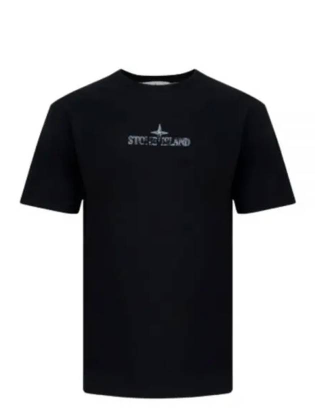 Logo Print Short Sleeve T-Shirt Black - STONE ISLAND - BALAAN 2