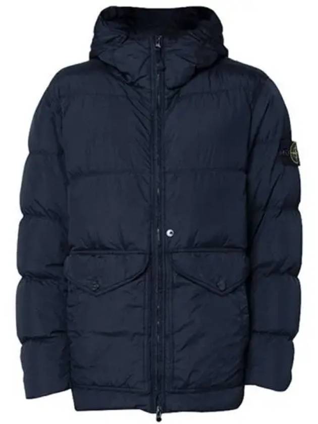 Wappen Patch Garment Dyed Crinkle Clap Hooded Jumper Navy Men s Jacket 270379 - STONE ISLAND - BALAAN 1