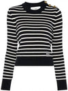 Button Detail Striped Knit Top Navy - AMI - BALAAN 2