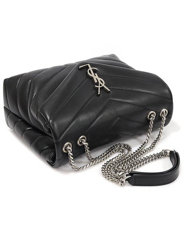 494699 Black Y Quilted Calfskin Matelasse Silver Chain Lulu Small Shoulder Bag - SAINT LAURENT - BALAAN 4