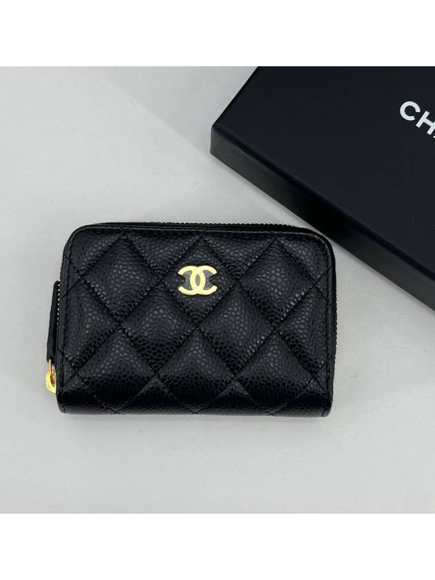 Classic caviar black gold zipper card wallet - CHANEL - BALAAN 5