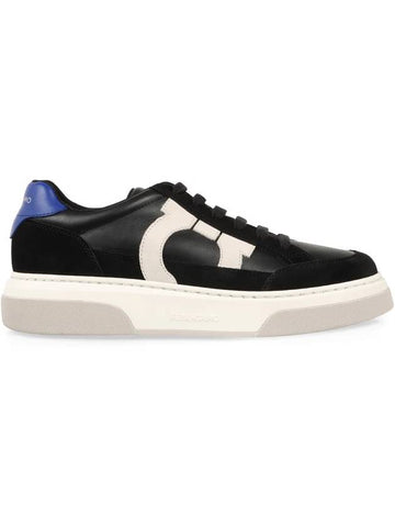 Gancini Outline Low-Top Sneakers Black - SALVATORE FERRAGAMO - BALAAN 1