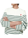 Heart Logo Stripe Long Sleeve T-Shirt White Green - AMI - BALAAN 6