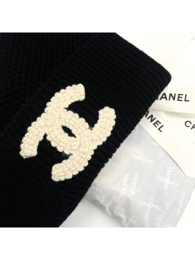 Beanie CC Logo Cashmere Winter Hat Classic Black AAA398 - CHANEL - BALAAN 4