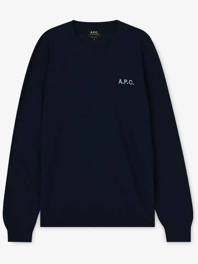 Embroidered Logo Knit Top Navy - A.P.C. - BALAAN 3