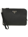 Small Saffiano Leather Pouch Black - PRADA - BALAAN 2