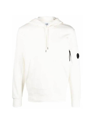 CP Company Lens Wappen Hooded Sweatshirt White 14CMSS023A0 - CP COMPANY - BALAAN 1