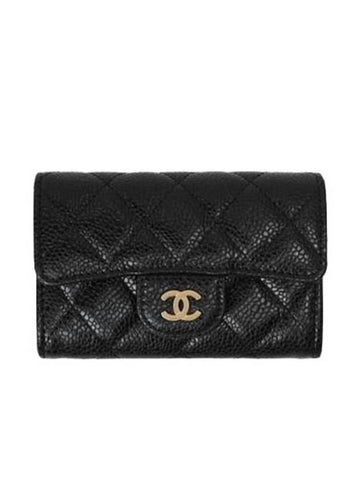 Classic Grained Calfskin Card Wallet Black - CHANEL - BALAAN 1