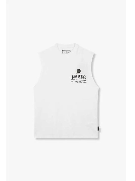 Men s Gothic Logo Patch Sleeveless Top White - PHILIPP PLEIN - BALAAN 1