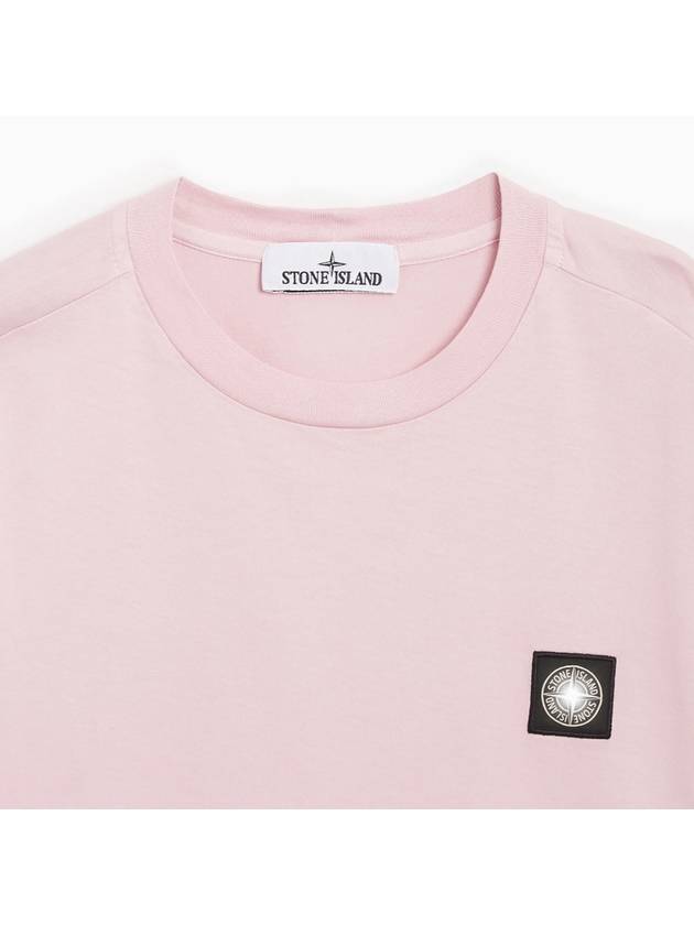 Logo Patch Short Sleeves T-Shirt Pink - STONE ISLAND - BALAAN 3