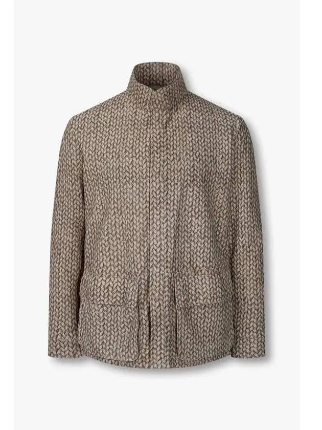 Men s Woven Print Suede Jacket Beige - GIORGIO ARMANI - BALAAN 1