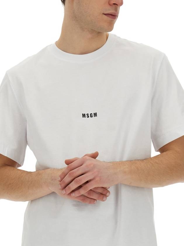 Micro Logo Print Short Sleeve T-Shirt White - MSGM - BALAAN 5